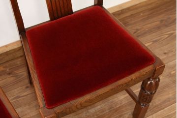 中古　海外輸入品オーク無垢材ダイニングチェア2脚(イス・椅子・いす)