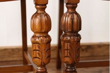 中古　海外輸入品オーク無垢材ダイニングチェア2脚(イス・椅子・いす)