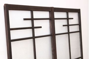 アンティーク　結霜ガラス入り使い込まれたガラス戸2枚セット(窓・引き戸)