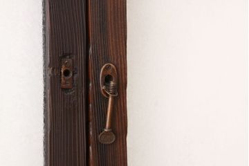 アンティーク　結霜ガラス入り使い込まれたガラス戸2枚セット(窓・引き戸)