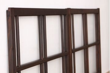 アンティーク　素敵なデザインの銀モールと色ガラス入り引き戸2枚セット?(ガラス戸・窓)