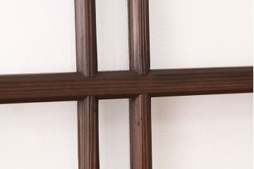 アンティーク　素敵なデザインの銀モールと色ガラス入り引き戸2枚セット?(ガラス戸・窓)