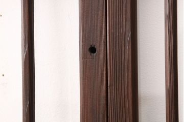 アンティーク　素敵なデザインの銀モールと色ガラス入り引き戸2枚セット?(ガラス戸・窓)