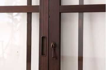 アンティーク　素敵なデザインの銀モールと色ガラス入り引き戸2枚セット?(ガラス戸・窓)