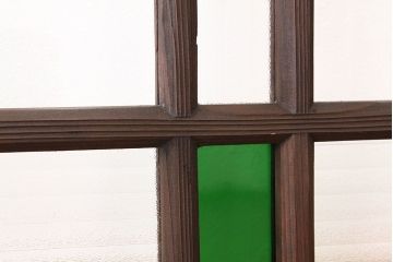 アンティーク　素敵なデザインの銀モールと色ガラス入り引き戸1枚(ガラス戸・窓)