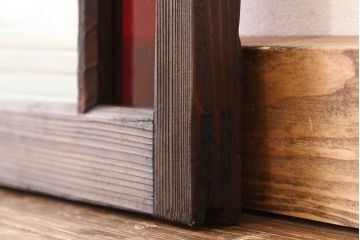 アンティーク　素敵なデザインの銀モールと色ガラス入り引き戸1枚(ガラス戸・窓)