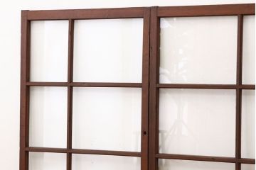 昭和レトロ　古い木のアンティークガラス戸4枚セット(引き戸・窓)