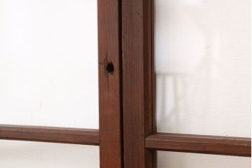 昭和レトロ　古い木のアンティークガラス戸4枚セット(引き戸・窓)