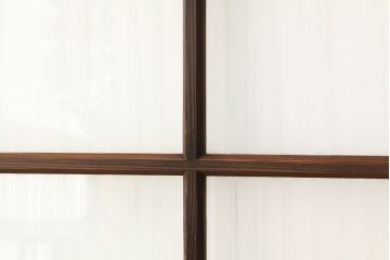和製アンティーク　ストライプ模様のレトロガラスがかわいい引き戸2枚セット(窓)