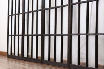 古民具・骨董　古い木の素敵な市松ガラス戸4枚セット(1)(引き戸・窓)