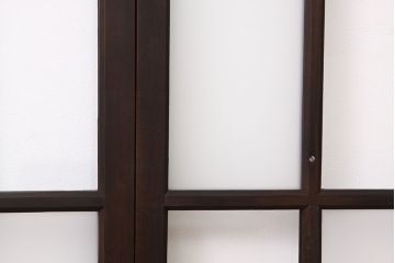古民具・骨董　古い木の素敵な市松ガラス戸4枚セット(1)(引き戸・窓)