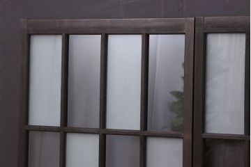 古民具・骨董　古い木の素敵な市松ガラス戸4枚セット?(引き戸・窓)