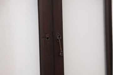 古民具・骨董　古い木の素敵な市松ガラス戸4枚セット?(引き戸・窓)