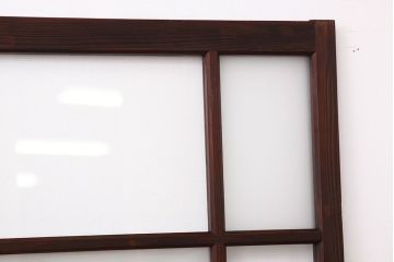 アンティーク　古い木のレトロな模様ガラス戸2枚セット(引き戸)