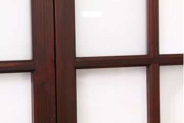アンティーク　古い木のレトロな模様ガラス戸2枚セット(引き戸)