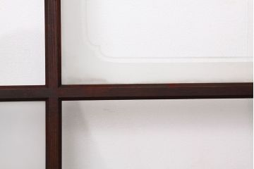 アンティーク　古い木のレトロな模様ガラス戸2枚セット(引き戸)