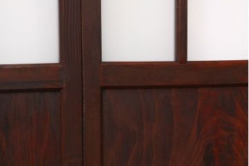 アンティーク　古い木のレトロな模様ガラス戸2枚セット(引き戸)