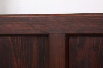 アンティーク　古い木のレトロな模様ガラス戸2枚セット(引き戸)