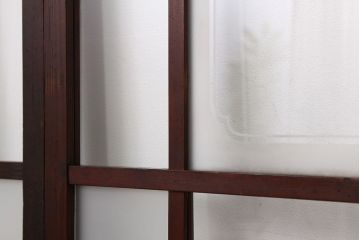 アンティーク　古い木のレトロな模様ガラス戸2枚セット(引き戸)
