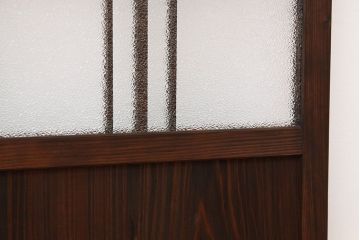 アンティーク　古い木のレトロな模様ガラス戸2枚セット(引き戸)