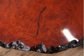 古民具・骨董　定価220万　特大!高級花梨無垢材鳥眼杢、葡萄杢輪切り座卓(テーブル瘤杢、カリン材)