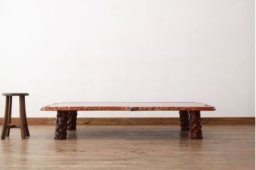 アンティーク家具　古民具・骨董　特大!花梨無垢一枚板の上質な座卓(テーブル、カリン材)