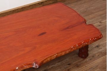 アンティーク家具　古民具・骨董　特大!花梨無垢一枚板の上質な座卓(テーブル、カリン材)