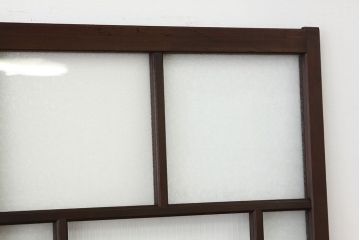 アンティーク　モールガラスと結霜ガラス入り美しい細身のガラス戸4枚セット(引き戸)