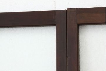 アンティーク　モールガラスと結霜ガラス入り美しい細身のガラス戸4枚セット(引き戸)