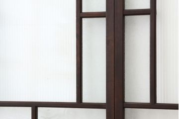 アンティーク　モールガラスと結霜ガラス入り美しい細身のガラス戸4枚セット(引き戸)