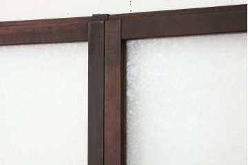 アンティーク　モールガラスと結霜ガラス入り美しい細身のガラス戸4枚セット(引き戸)