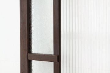 アンティーク　モールガラスと結霜ガラス入り美しい細身のガラス戸4枚セット(引き戸)