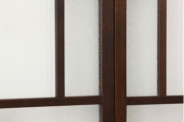 アンティーク　モールガラスと結霜ガラス入り美しい細身のガラス戸4枚セット(引き戸)
