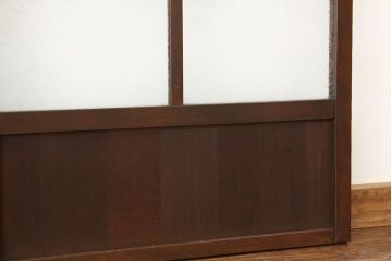 アンティーク　モールガラスと結霜ガラス入り美しい細身のガラス戸4枚セット(引き戸)