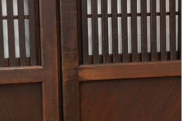 ★古民具・骨董　古い木の腰板欅裏障子付き格子戸2枚セット(引き戸)