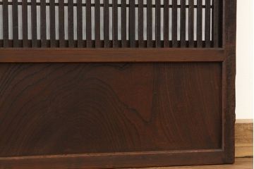★古民具・骨董　古い木の腰板欅裏障子付き格子戸2枚セット(引き戸)