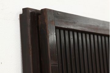 ★古民具・骨董　古い木の腰板欅裏障子付き格子戸2枚セット(引き戸)
