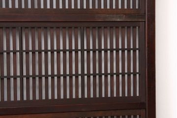 ★古民具・骨董　古い木の腰板欅裏障子付き格子戸2枚セット(引き戸)