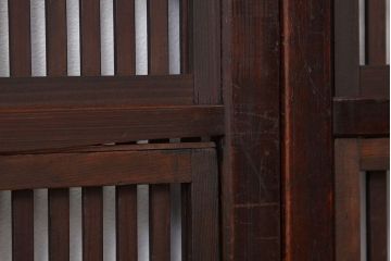 ★古民具・骨董　古い木の腰板欅裏障子付き格子戸2枚セット(引き戸)