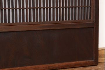 ★古民具・骨董　古い木の腰板欅裏障子付き格子戸2枚セット(引き戸)