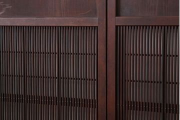 ★古民具・骨董　古い木の上質な裏障子付き細身の万本格子戸4枚セット