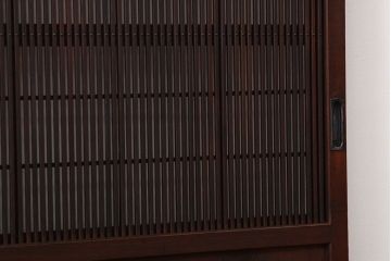 ★古民具・骨董　古い木の上質な裏障子付き細身の万本格子戸4枚セット