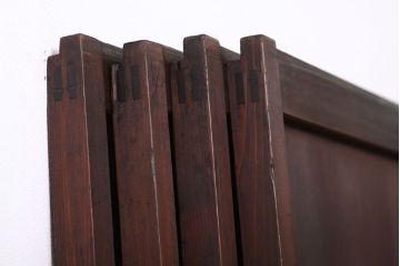 ★古民具・骨董　古い木の上質な裏障子付き細身の万本格子戸4枚セット