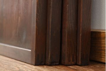 ★古民具・骨董　古い木の上質な裏障子付き細身の万本格子戸4枚セット