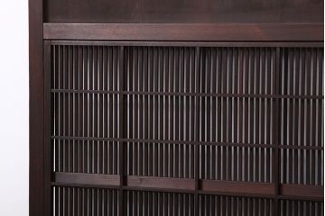 ★古民具・骨董　古い木の上質な裏障子付き細身の万本格子戸4枚セット