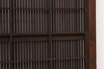 ★古民具・骨董　古い木の上質な裏障子付き細身の万本格子戸4枚セット
