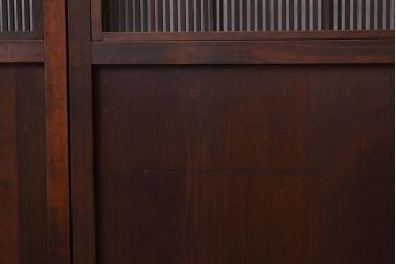 ★古民具・骨董　古い木の上質な裏障子付き細身の万本格子戸4枚セット