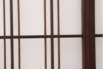 アンティーク　古い木の細身のダイヤガラス入り引き戸4枚セット(ガラス戸)