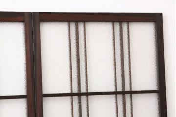 アンティーク　古い木の細身のダイヤガラス入り引き戸4枚セット(ガラス戸)