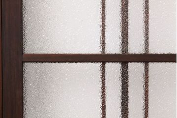アンティーク　古い木の細身のダイヤガラス入り引き戸4枚セット(ガラス戸)